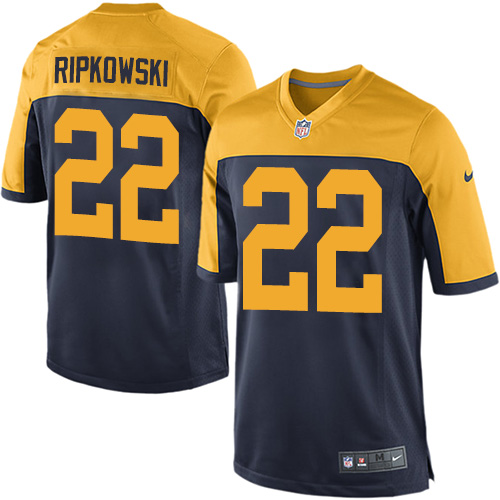 Men's Game Aaron Ripkowski Nike Jersey Navy Blue Alternate - #22 NFL Green Bay Packers